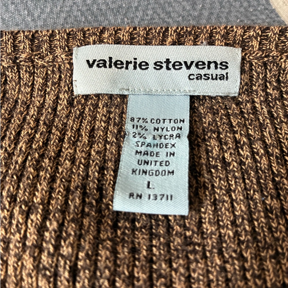 Valerie Stevens Brown V-Neck Sweater - Picture 2 of 3